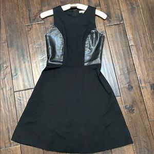 Little black dress with leather sides